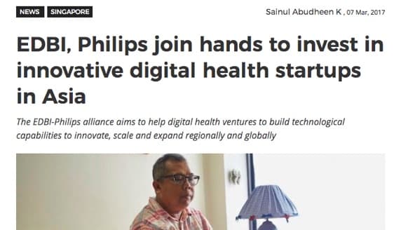 经济发展局风险投资部门和飞利浦将共同投资亚洲创新数字健康初创企业